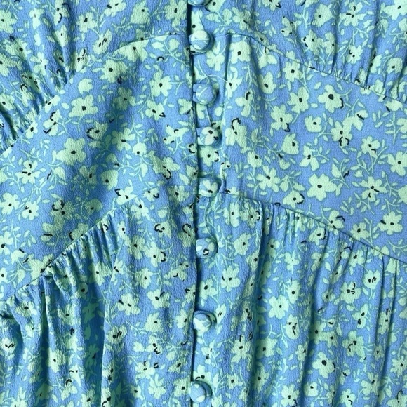 MANGO Blue and green Floral romantic Dress open back XS - Picture 4 of 10